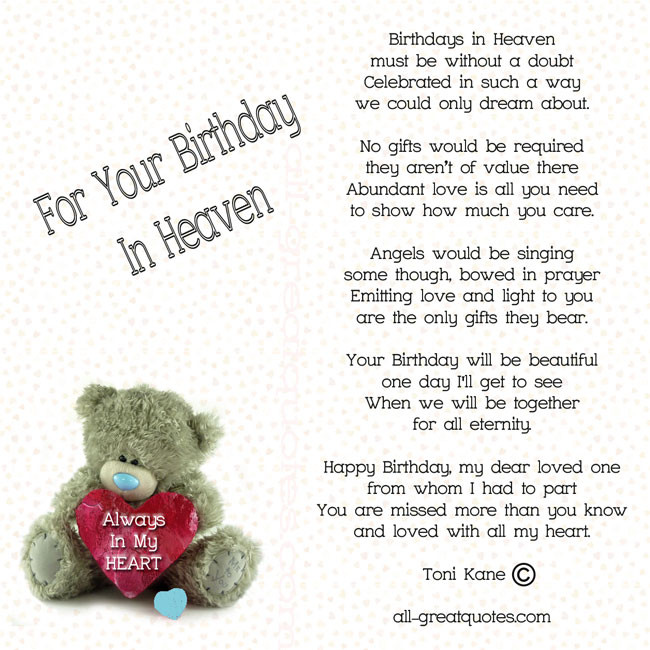 Birthdays In Heaven Quotes
 Celebrating Birthday In Heaven Quotes QuotesGram
