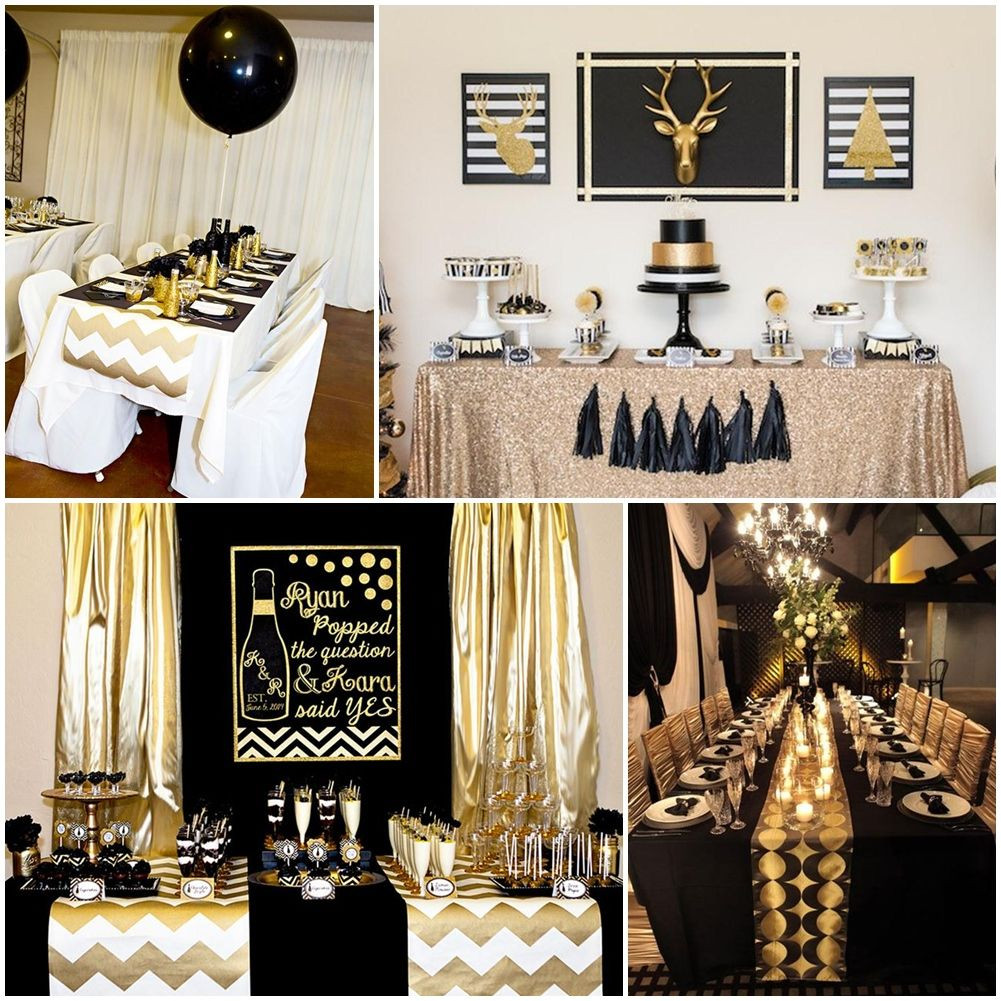 Black And Gold 30th Birthday Decorations
 Black And Gold Party Table Decorations …