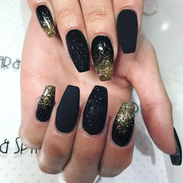 Black And Gold Glitter Nails
 The Best Coffin Nails Ideas That Suit Everyone