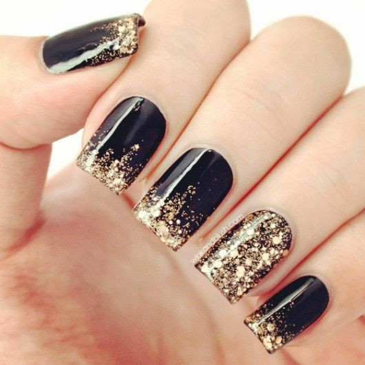 Black And Gold Glitter Nails
 Best 25 Black gold nails ideas on Pinterest