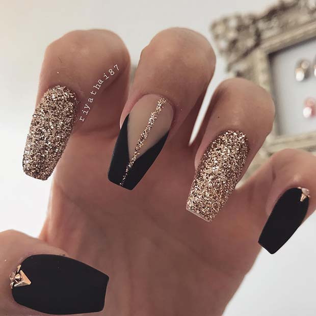 Black And Gold Glitter Nails
 43 Nail Ideas to Inspire Your Next Mani