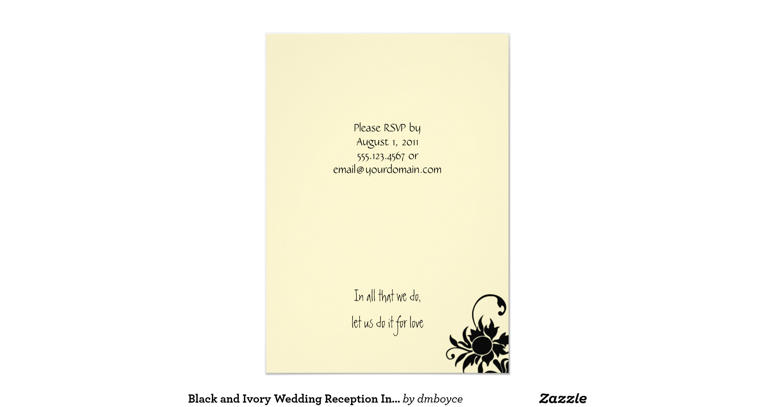 Black And Ivory Wedding Invitations
 black and ivory wedding reception invitation