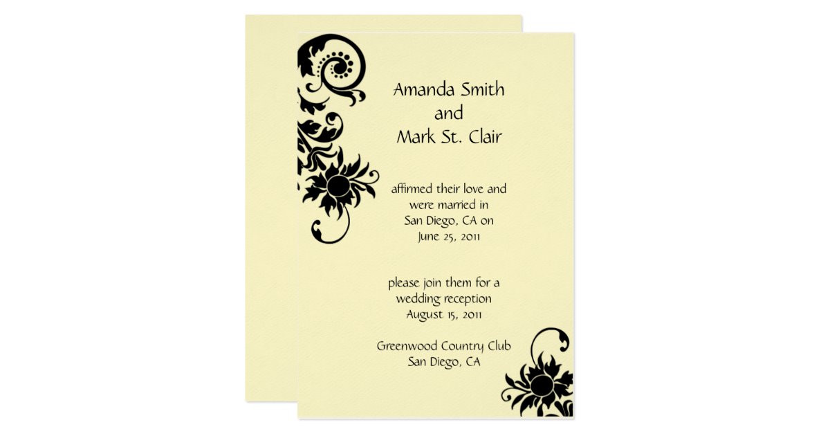 Black And Ivory Wedding Invitations
 Black and Ivory Wedding Reception Invitation