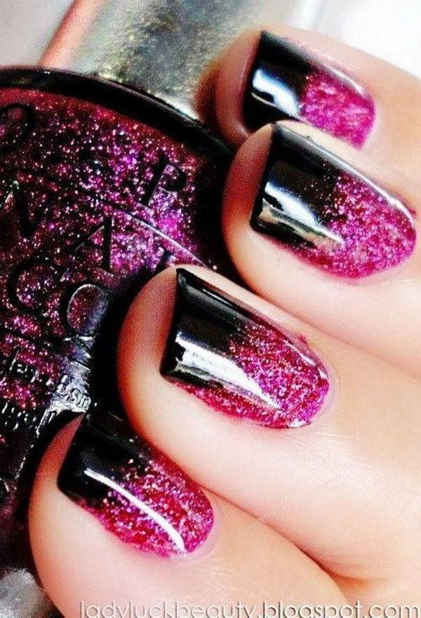 Black And Red Glitter Nails
 50 Beautiful Pink and Black Nail Designs Nails