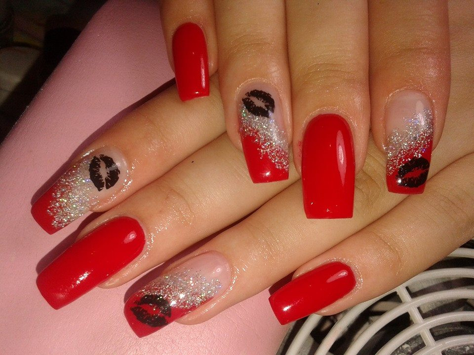Black And Red Glitter Nails
 50 most Beautiful Red Nail Art Design Ideas