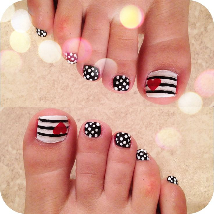 Black And Red Toe Nail Designs
 38 Best Heart Nail Art Designs For Toe Nails