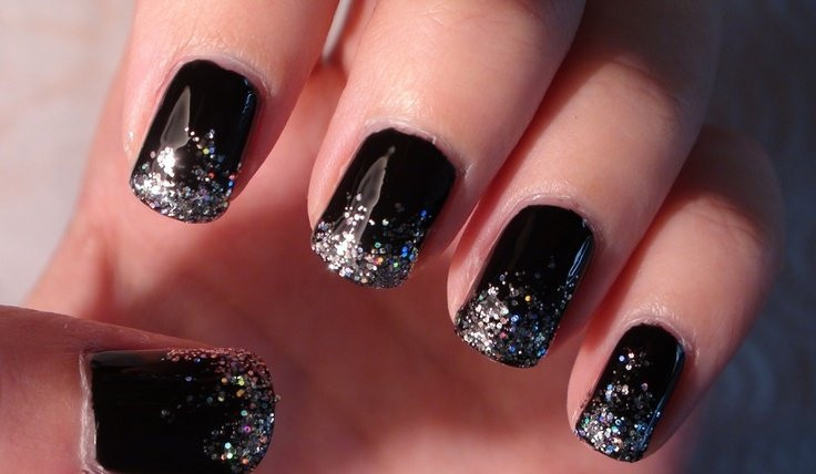 Black And Silver Glitter Nails
 51 Beautiful Black Ombre Nail Art Design