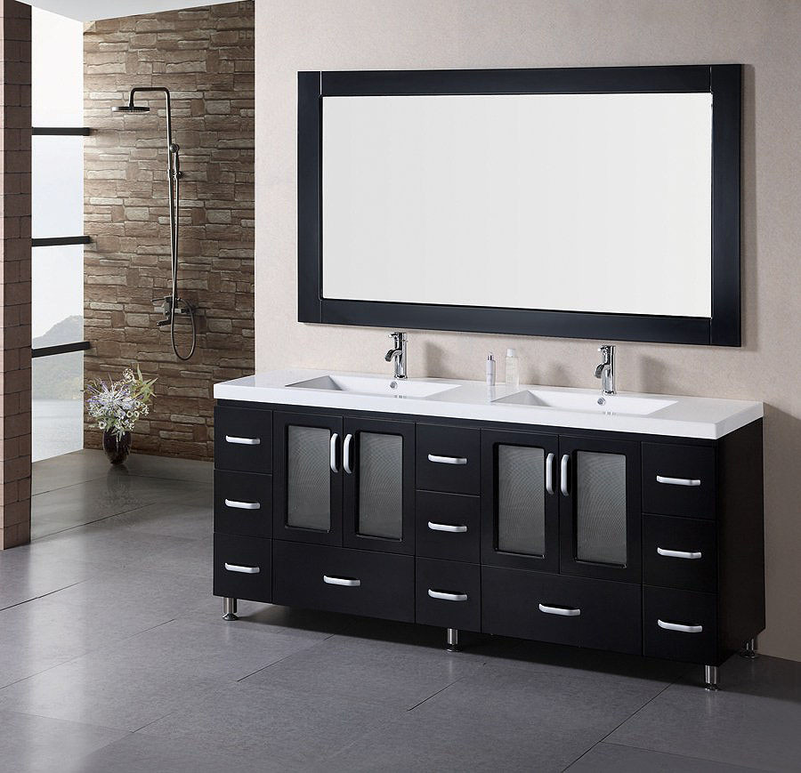 Black And White Bathroom Vanity
 Black Bathroom Vanity with Double Sinks 6791