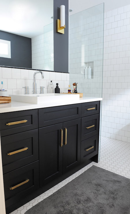 Black And White Bathroom Vanity
 Black Bathroom Vanity with Gold Hardware Vintage