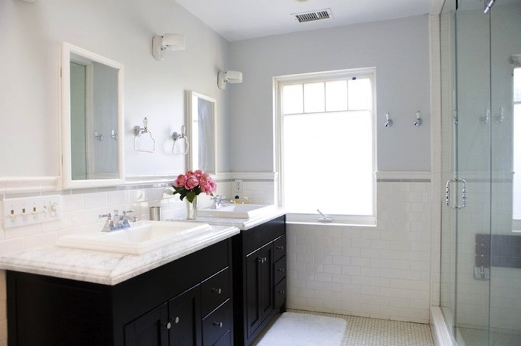 Black And White Bathroom Vanity
 Black Bathroom Vanity with White Marble Top Contemporary