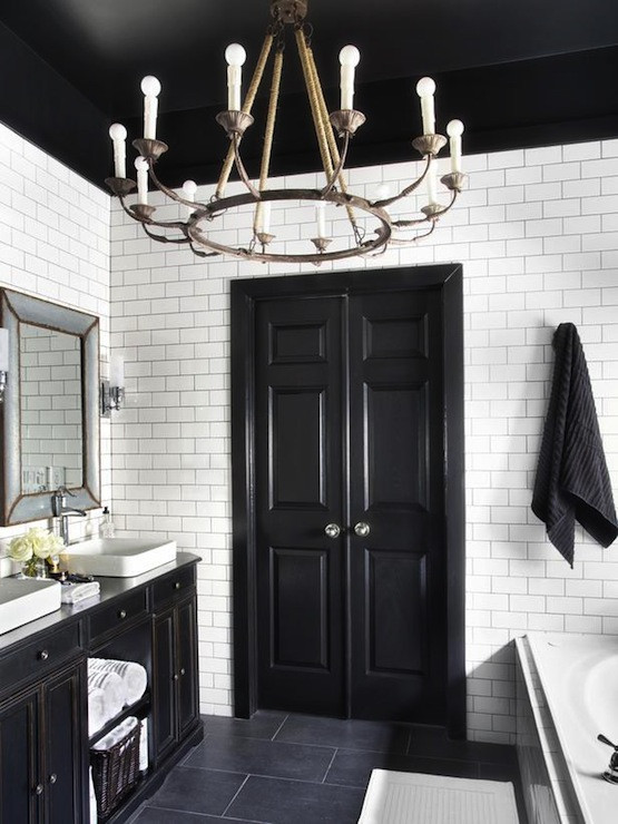 Black And White Bathroom Vanity
 Black Bi Fold Doors Contemporary bathroom HGTV