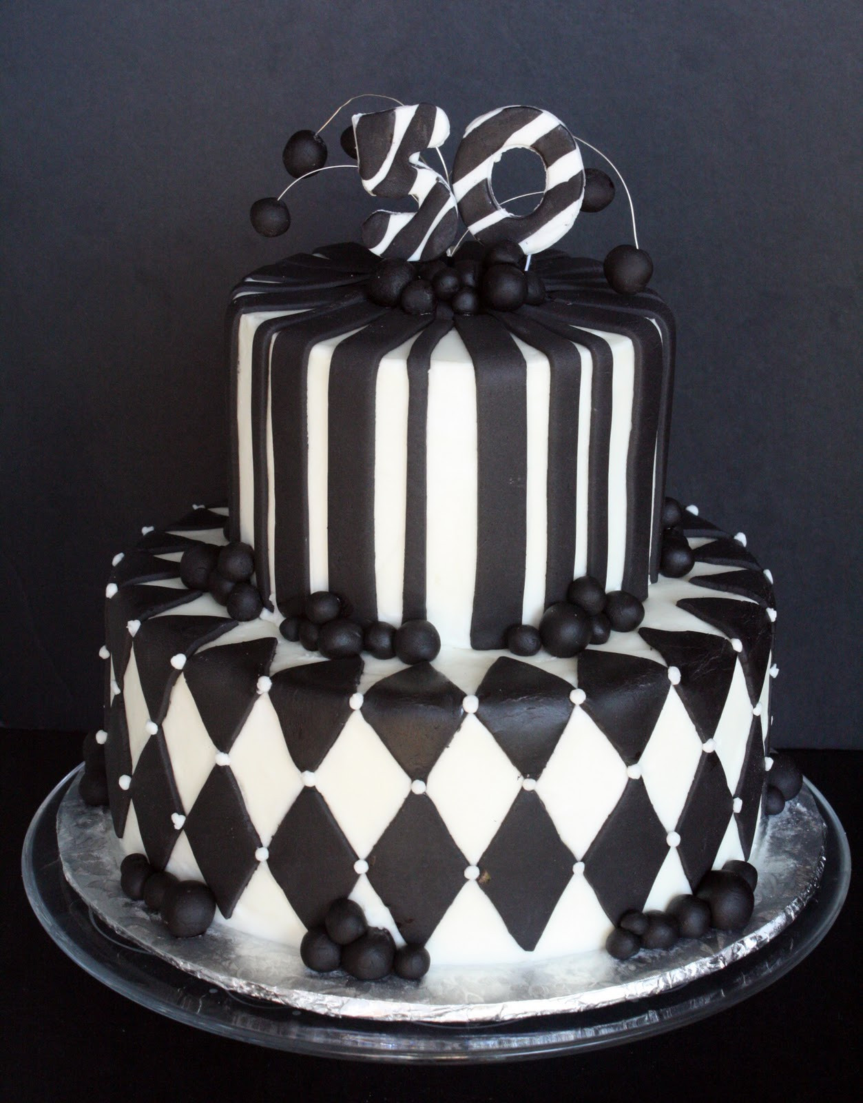 Black And White Birthday Cake
 Black & White 50th Birthday Cake