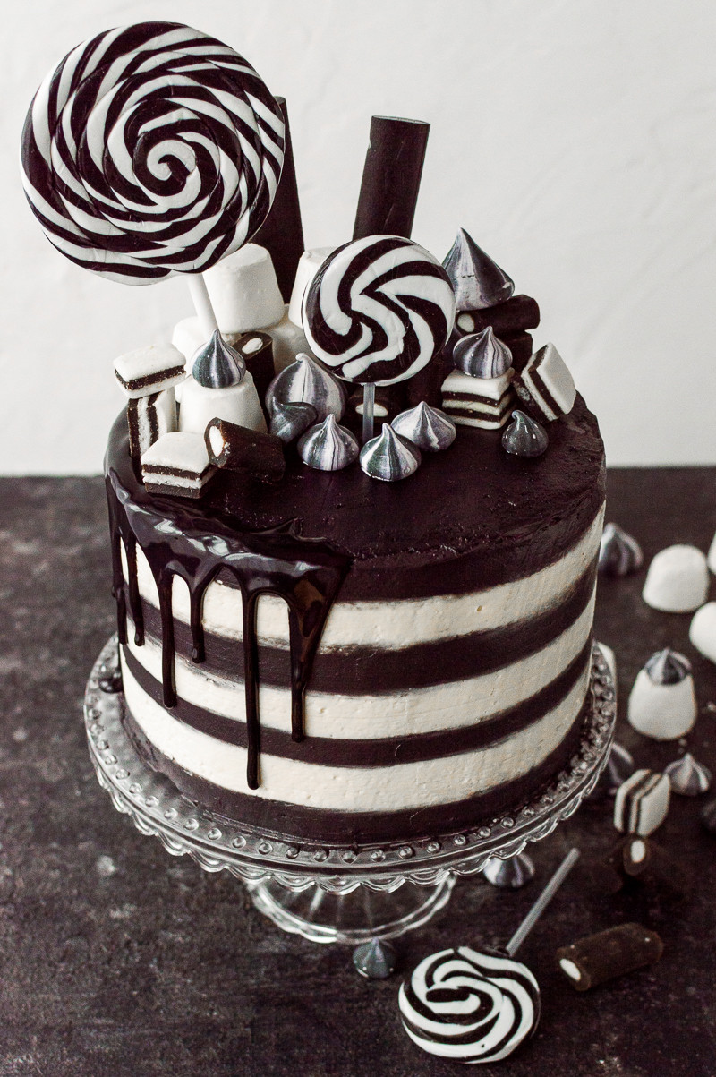 Black And White Birthday Cake
 Monochrome Cake Domestic Gothess