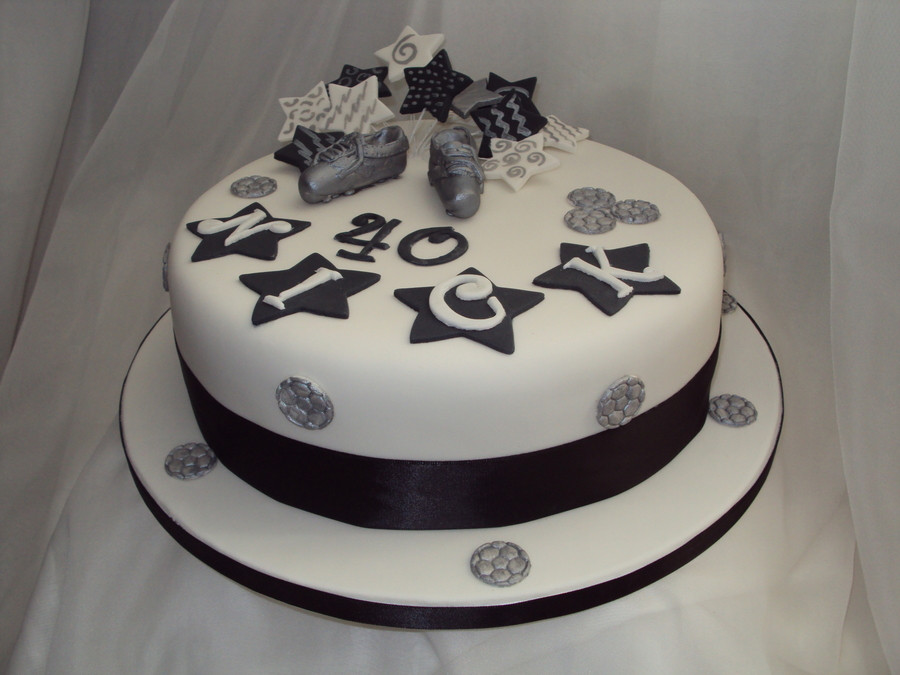 Black And White Birthday Cake
 Black White & Silver 40Th Birthday Cake CakeCentral