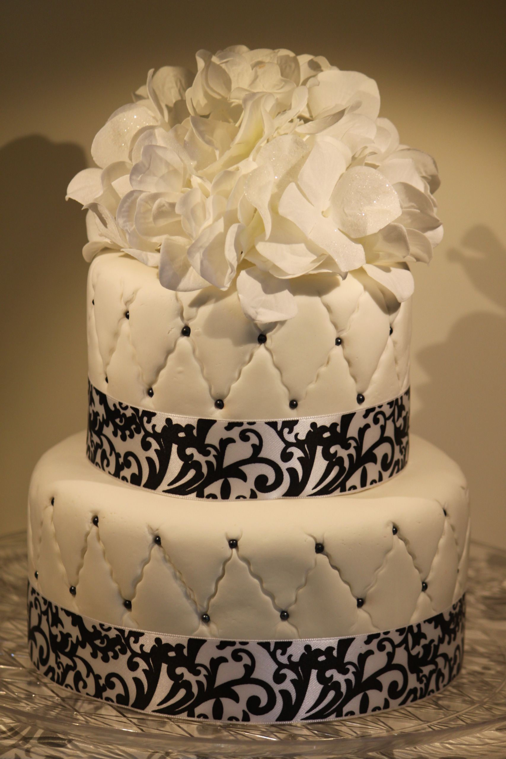Black And White Birthday Cake
 Black and White Quilted Fondant Birthday Cake