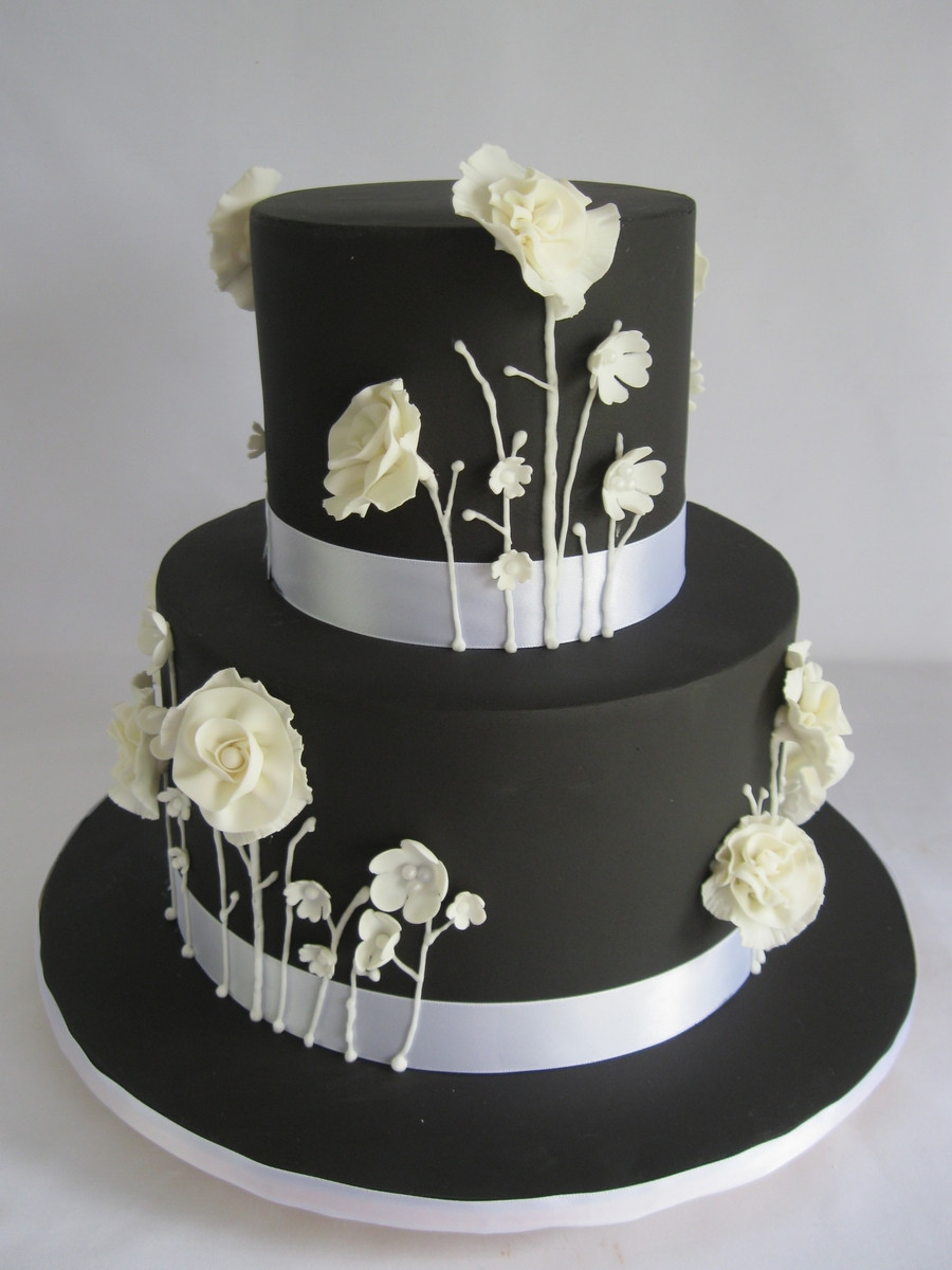 Black And White Birthday Cake
 Black And White Wildflowers CakeCentral