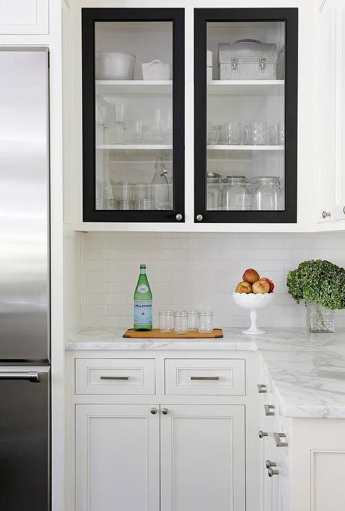 Black And White Kitchen Cabinets
 White Kitchen Cabinets with Black Doors Transitional