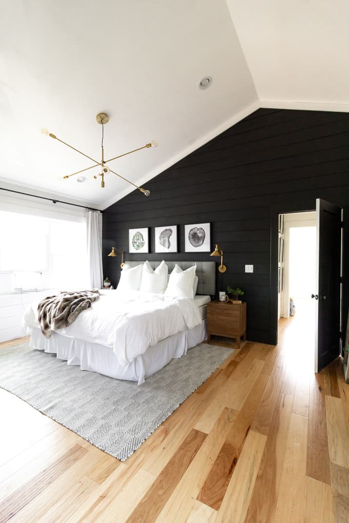Black And White Master Bedroom
 Black and White Modern Master Bedroom Bright Green Door