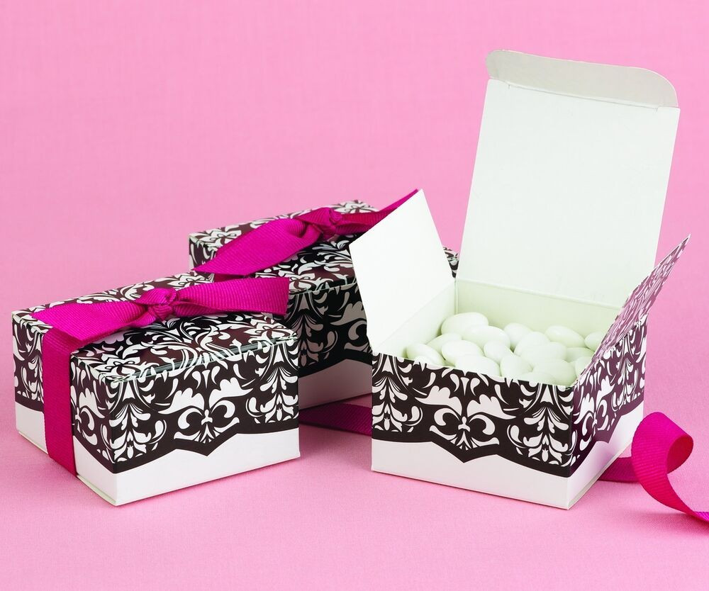 Black And White Wedding Favors
 Black & White Damask Flourish Wedding Bridal Favor Boxes