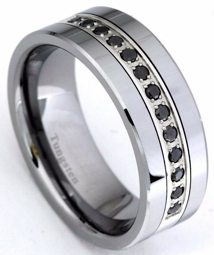Black Diamond Mens Wedding Bands
 Black Diamond Tungsten Carbide Wedding Band Ring 8mm 0 25