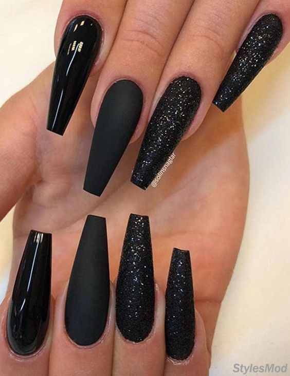 Black Nail Styles
 Super Pretty Long Black Nail Styles & Trends for 2018