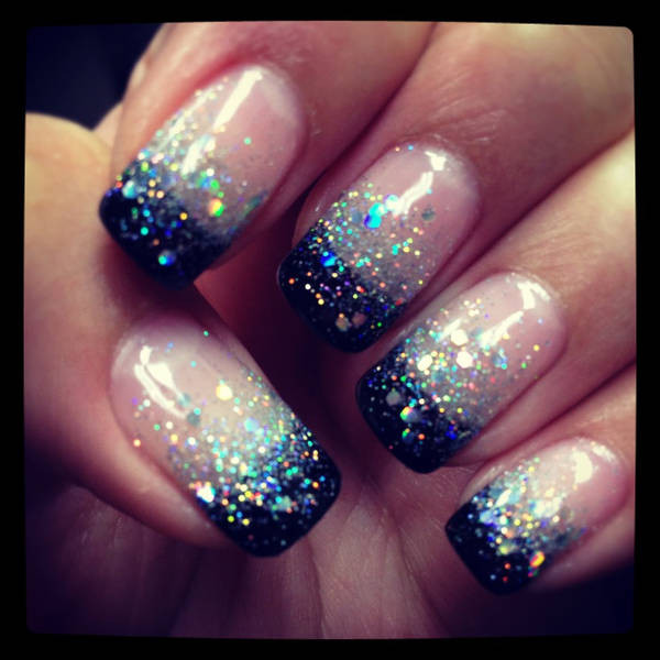 Black Nails With Glitter Tips
 21 Shellac Glitter Nail Designs Stylepics