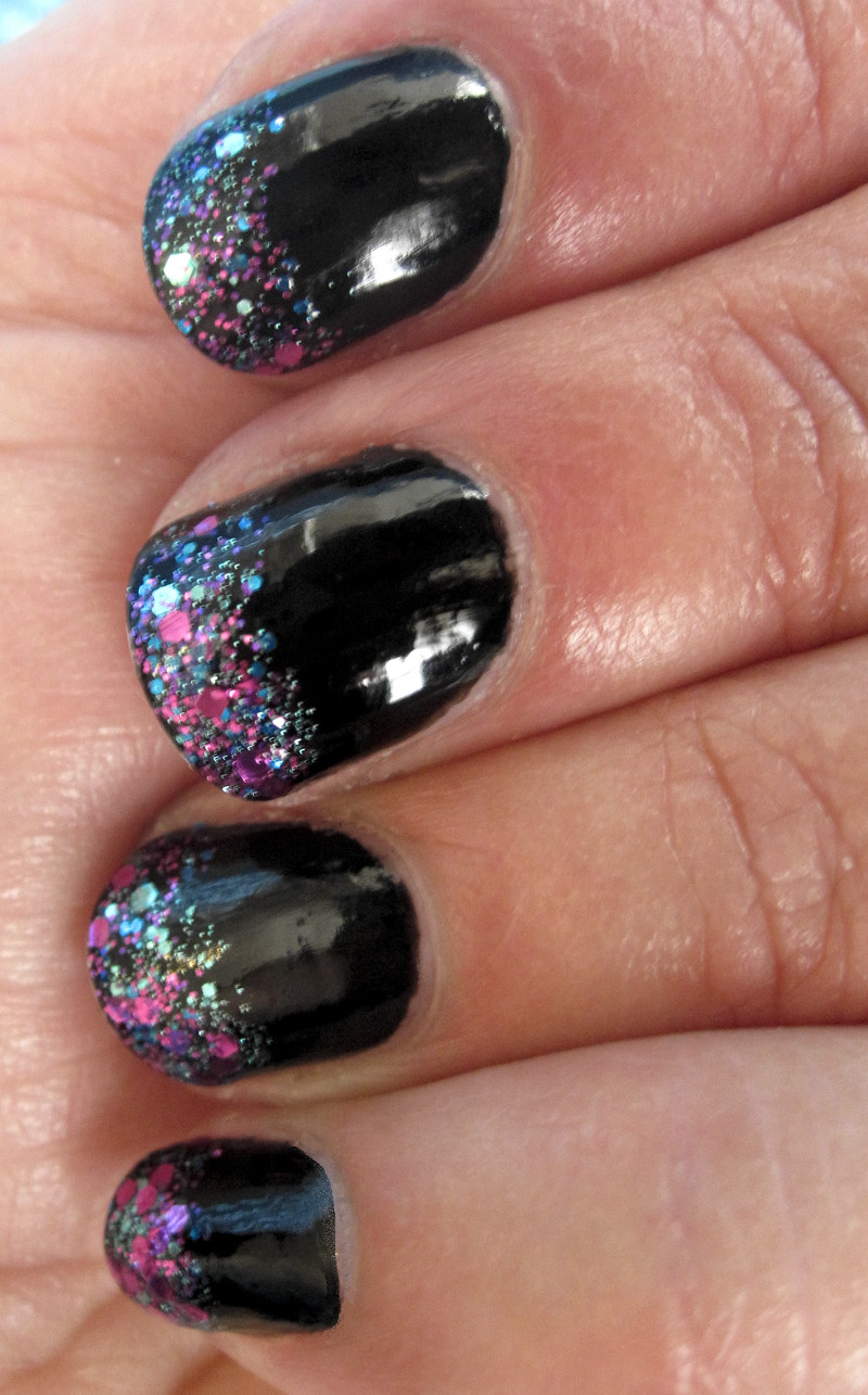 Black Nails With Glitter Tips
 Pick Me Manicures and Pedicures