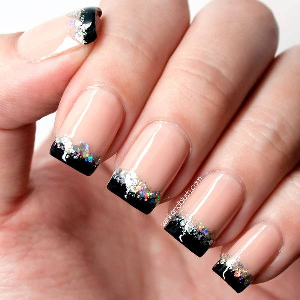 Black Nails With Glitter Tips
 70 Very Stylish Black French Tip Nail Art Design Ideas