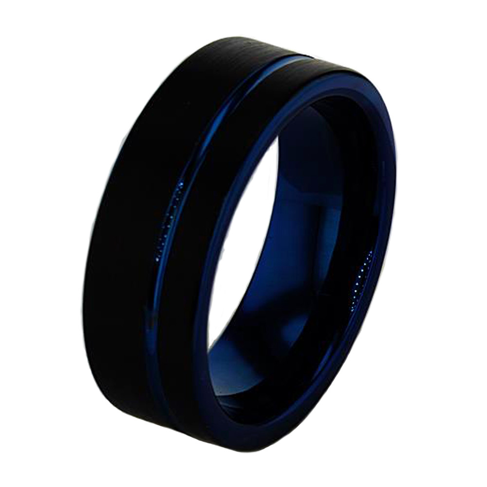 Black Tungsten Wedding Band
 Black and Dark Blue Tungsten Wedding Band 8mm – Market