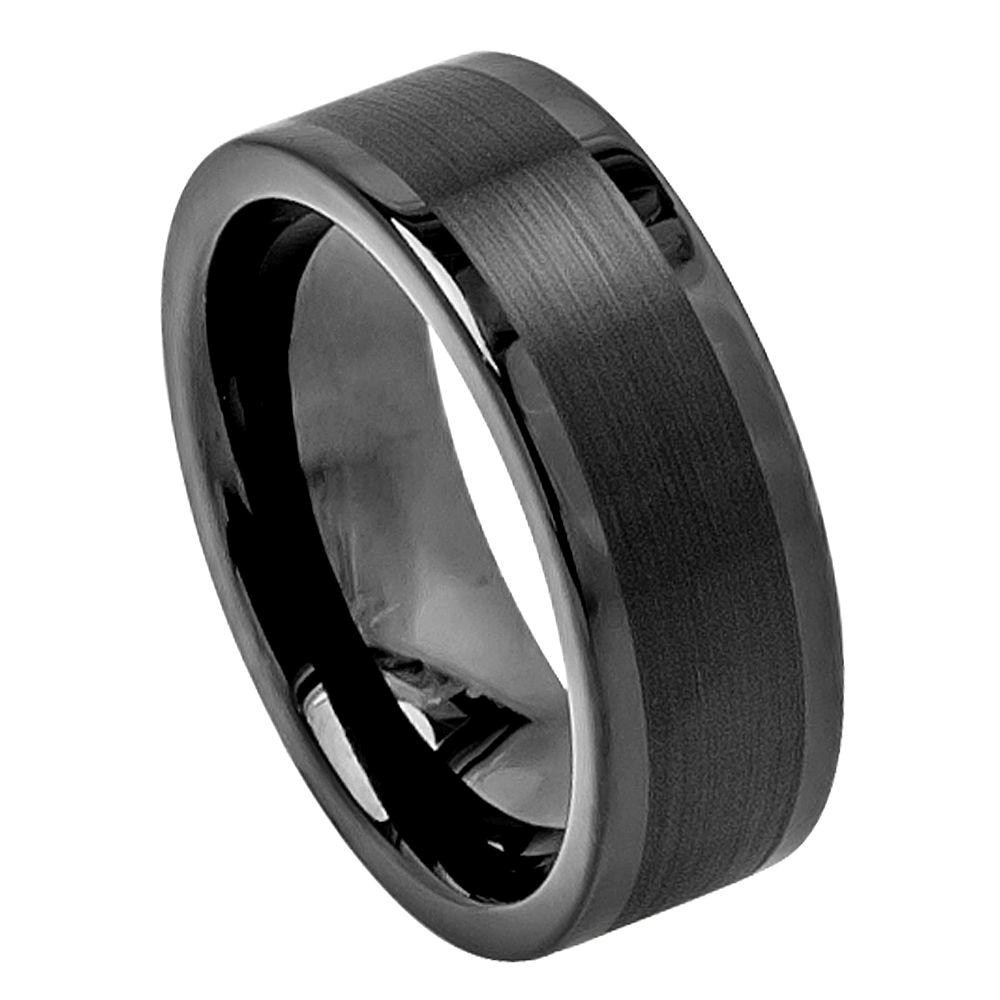 Black Tungsten Wedding Band
 Black Tungsten Carbide Wedding Band Ring Mens Jewelry