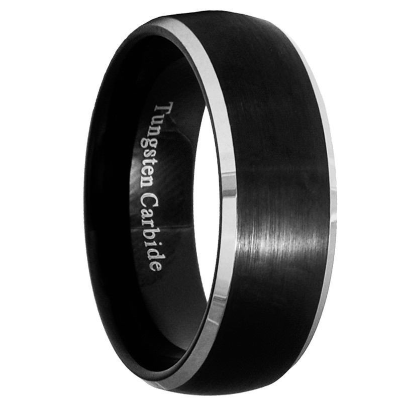 Black Tungsten Wedding Band
 8mm Black Brushed Tungsten Carbide Men Women Ring Wedding