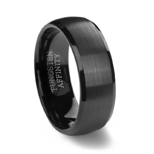 Black Tungsten Wedding Band
 Black Brushed Domed Mens Tungsten Wedding Ring