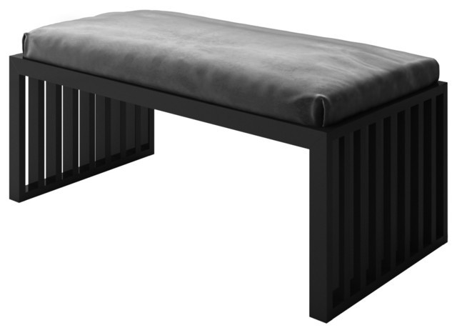 Black Velvet Storage Bench
 Designer Modern Home Adrian 48" Gray Velvet Seat Frame