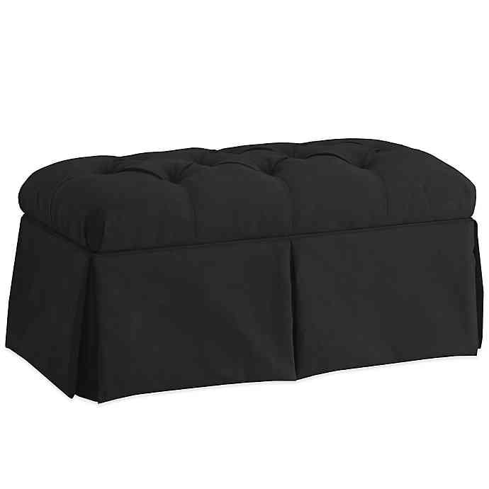 Black Velvet Storage Bench
 Skyline Furniture Skirted Storage Bench in Velvet Black