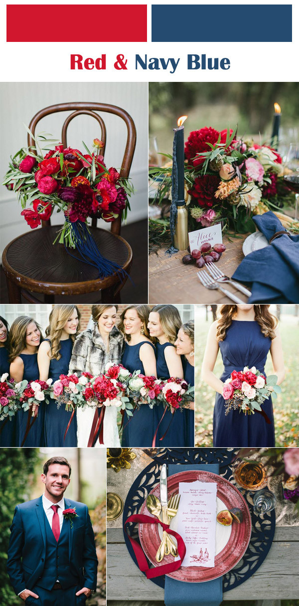 Blue And Red Wedding Colors
 Six Classic Red Fall And Winter Wedding Color Palettes