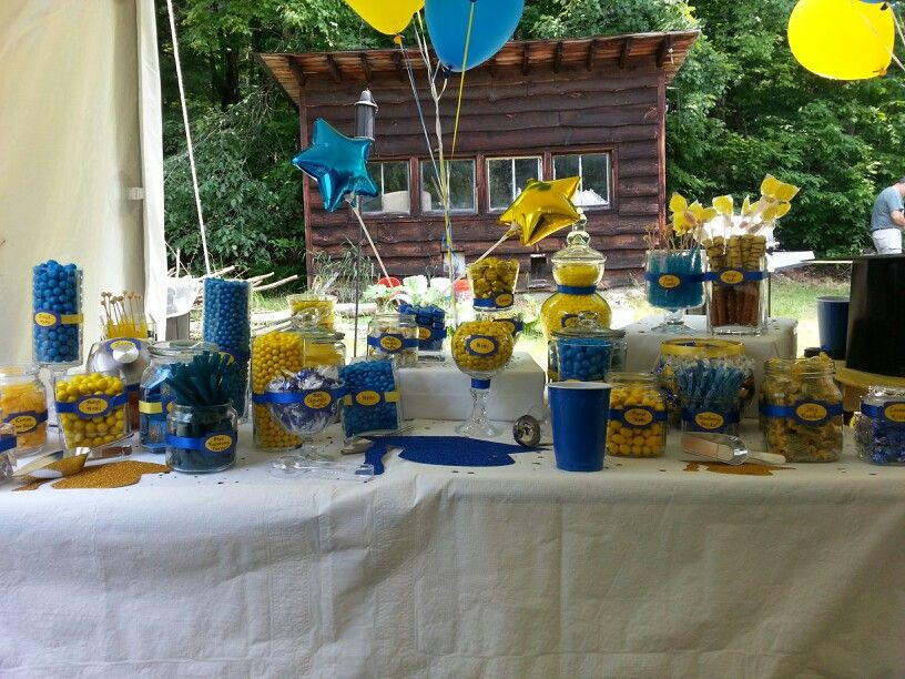 Blue And Yellow Graduation Party Ideas
 Blue and yellow graduation party candy buffet So much fun