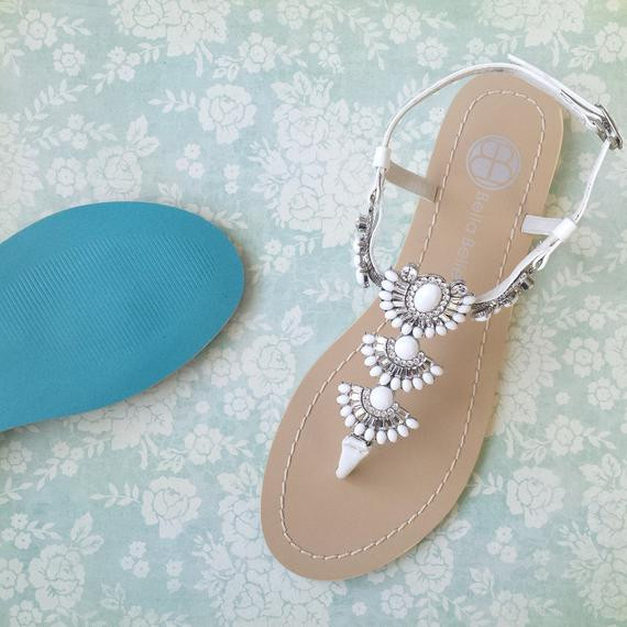Blue Sole Wedding Shoes
 Something Blue Sole Wedding Sandals Shoes for Beach
