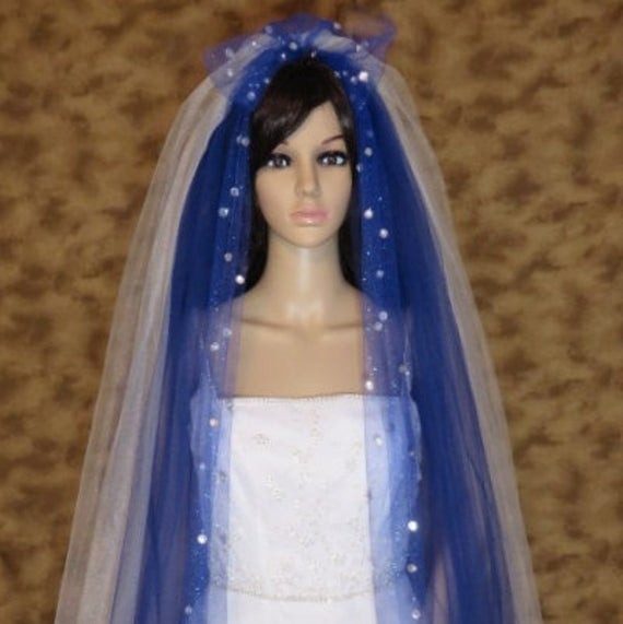 Blue Wedding Veil
 Veils Wedding Veil Bridal Veil Royal Blue by AVCustomDesigns