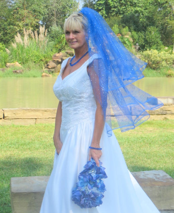 Blue Wedding Veil
 Blue Wedding Veil Wedding Veil Bridal Veil by AVCustomDesigns