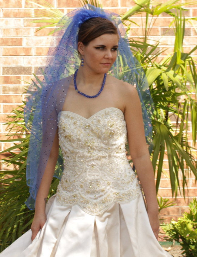 Blue Wedding Veil
 Unsullied Blue Veil Wedding Veil Bridal by AVWeddingDesigns