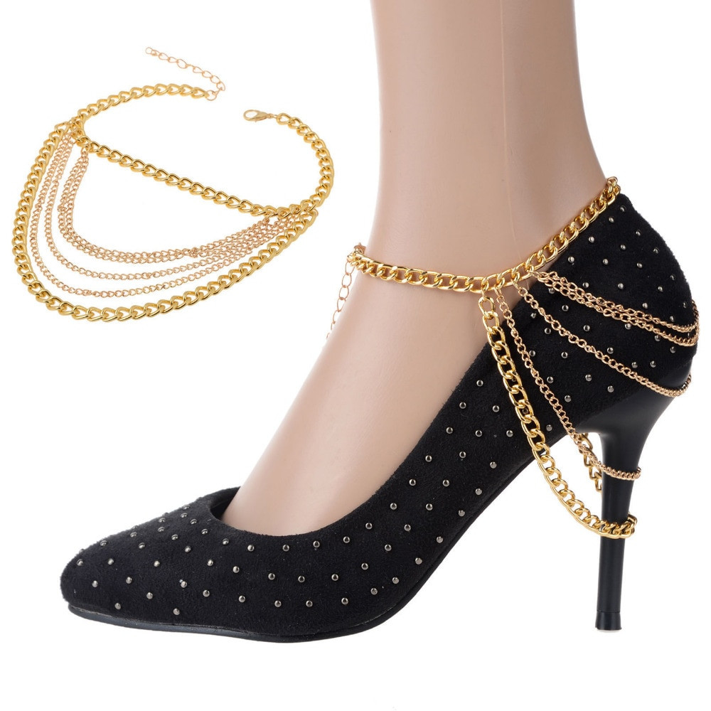 Body Jewelry Ankle
 ANKLE BRACELET SHOE Barefoot Sandal Foot Link Multi Layer