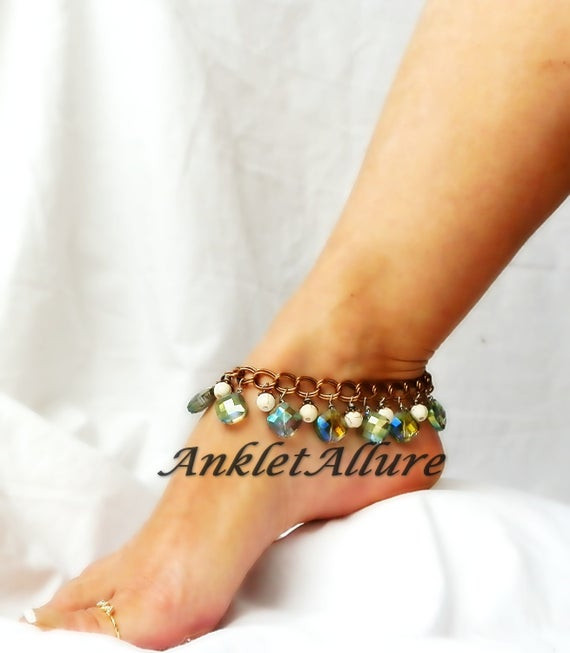 Body Jewelry Ankle
 Caribbean Belly Dance Anklet Crystal Body Jewelry by