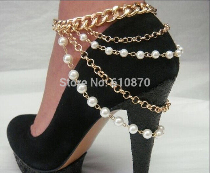Body Jewelry Ankle
 NEW Women s Ankle Chain Bracelet Multi Pearl Chains High