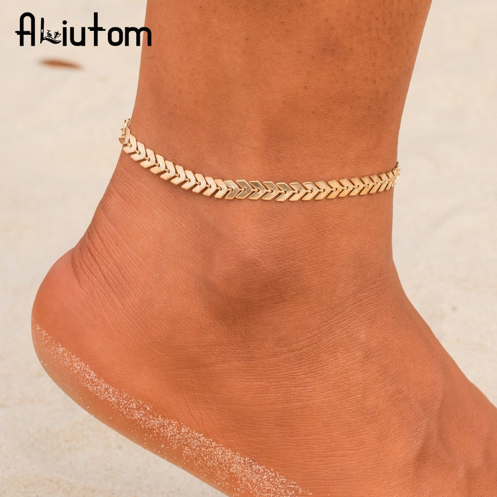 Body Jewelry Ankle
 ALIUTOM Summer Boho Fishbone Chain Anklets Fashion Ankle