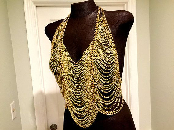 Body Jewelry Top
 Body Harness Gold Body Chains Shoulder Jewelry Metal