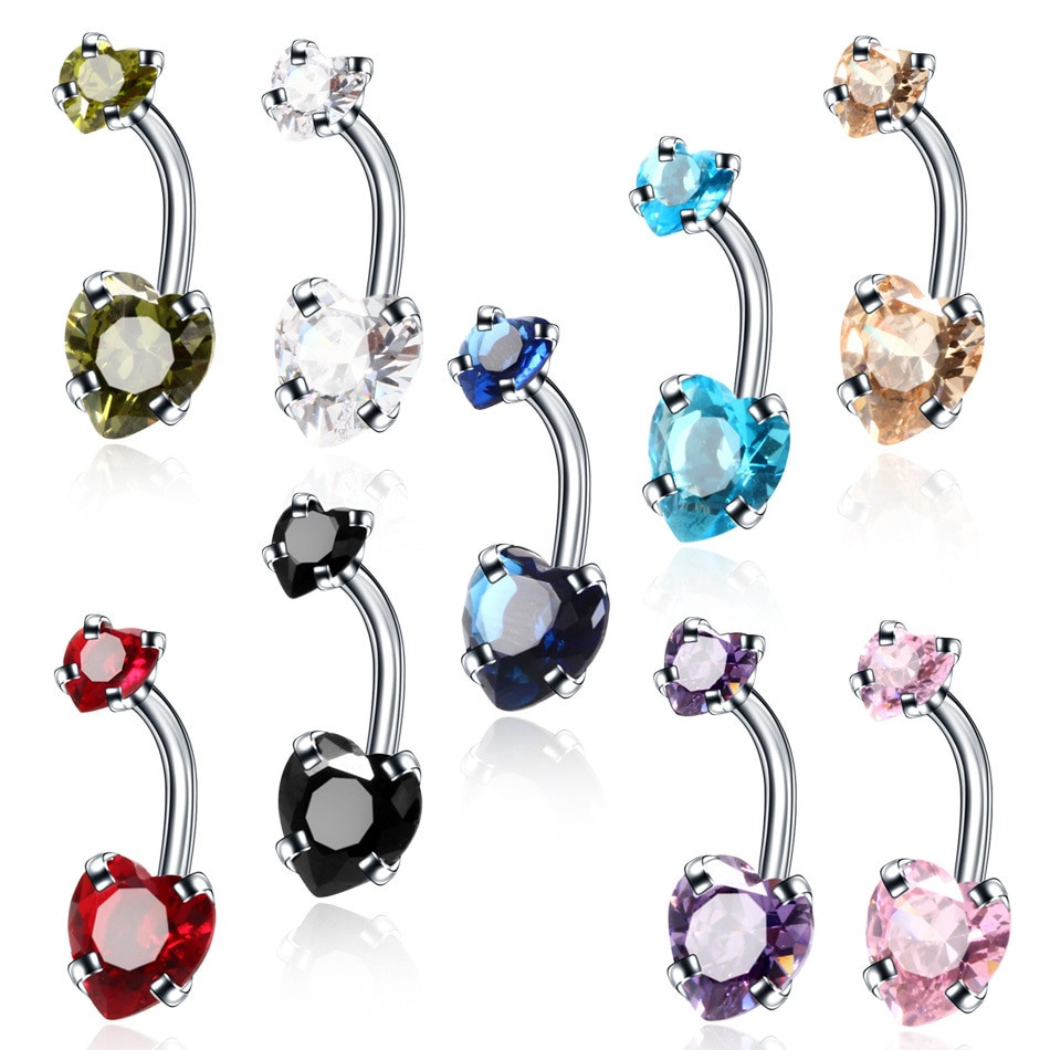 Body Jewelry Top
 Utimtree Fashion Heart Crystal Internally Threaded Steel