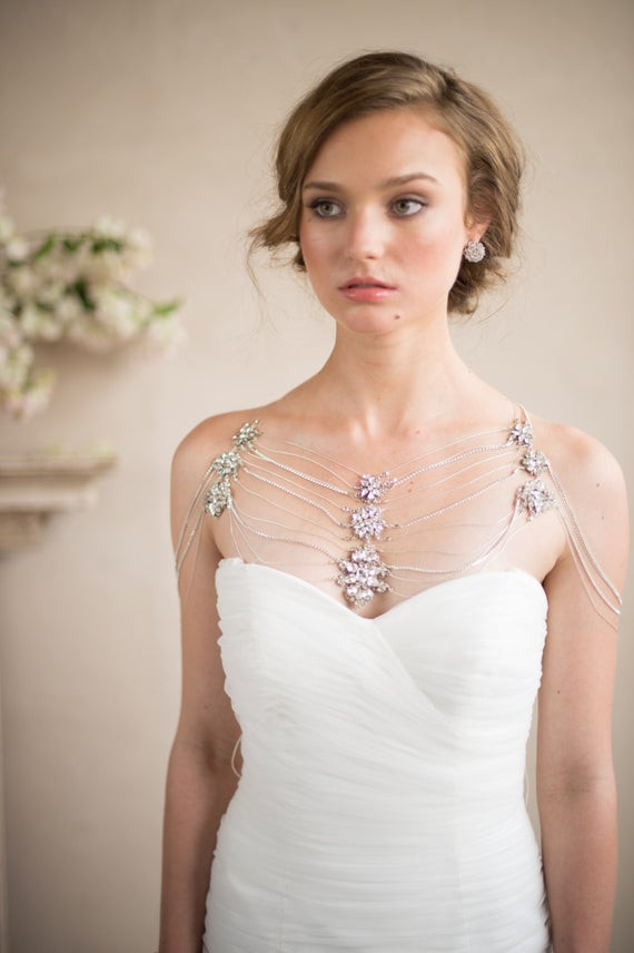 Body Jewelry Wedding
 Shoulder Necklace Bridal Body Jewelry Silver by
