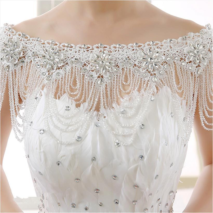 Body Jewelry Wedding
 Wedding Bridal White Lace Crystal Shoulder Body Chain
