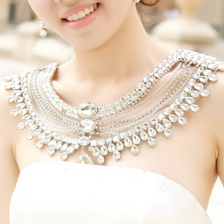 Body Jewelry Wedding
 Wedding vintage jewelry women long crystal necklace chain