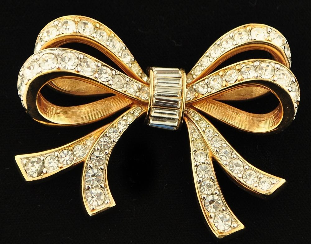 Bow Brooches
 Vintage Daniel Swarovski Sterling Silver Double Bow Brooch